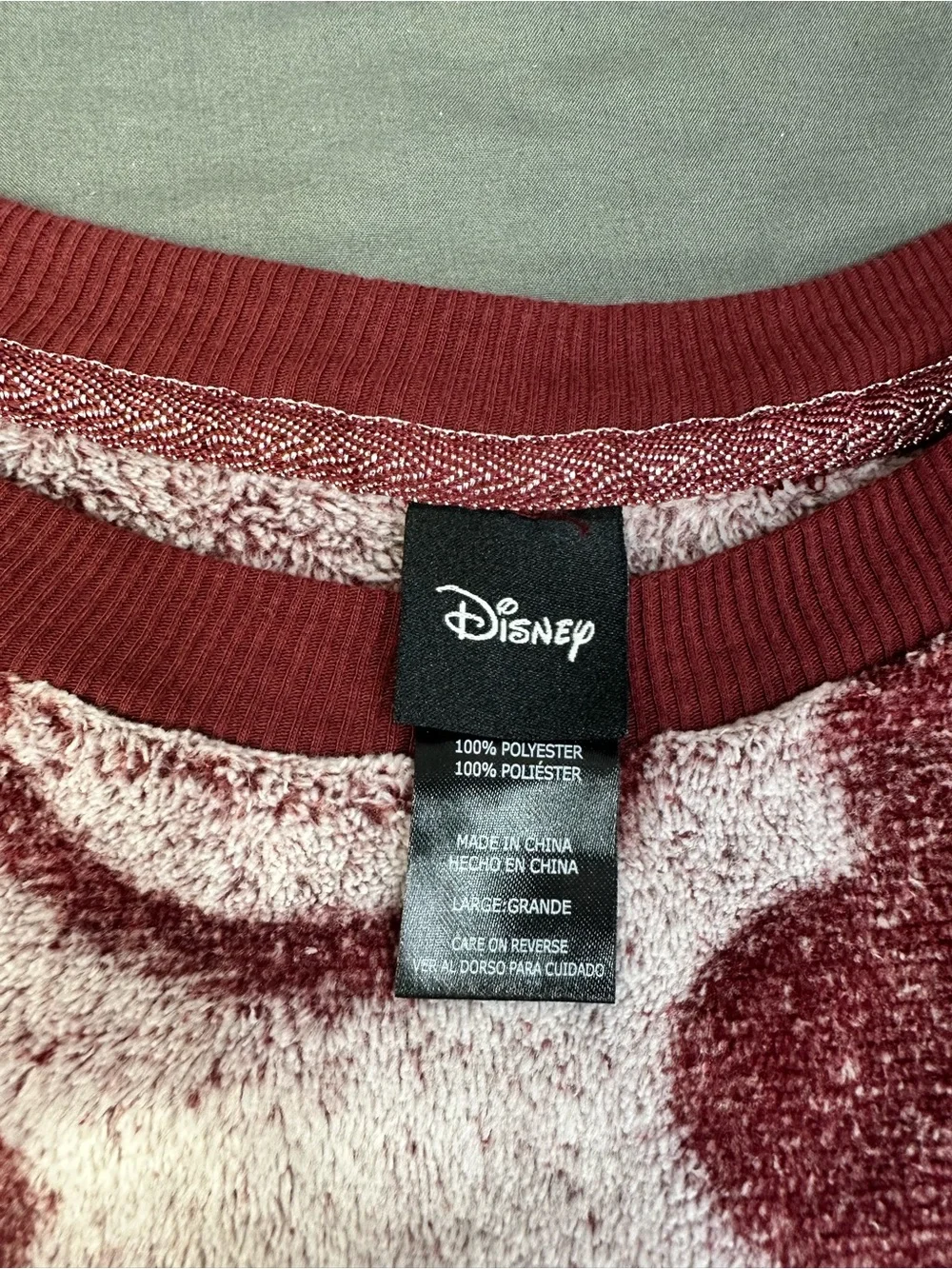 Disney Mickey Mouse Fleece Jogger Pajama Lounge Set Burgundy Size Large - Picture 6 of 15